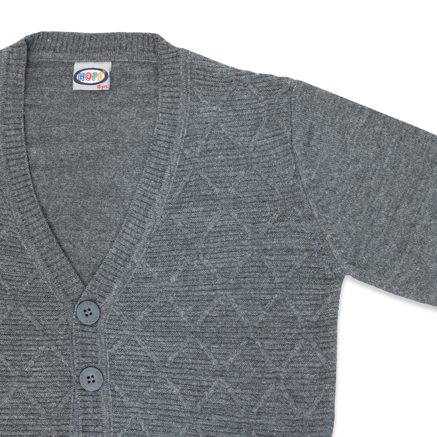 Striped Buttoned Diamond Pattern Cardigan - HopeKids