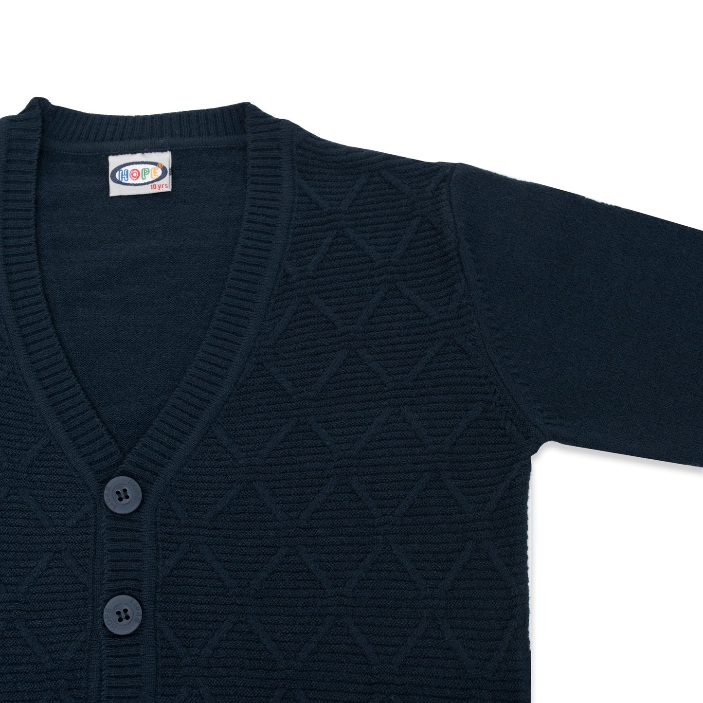 Striped Buttoned Diamond Pattern Cardigan - HopeKids