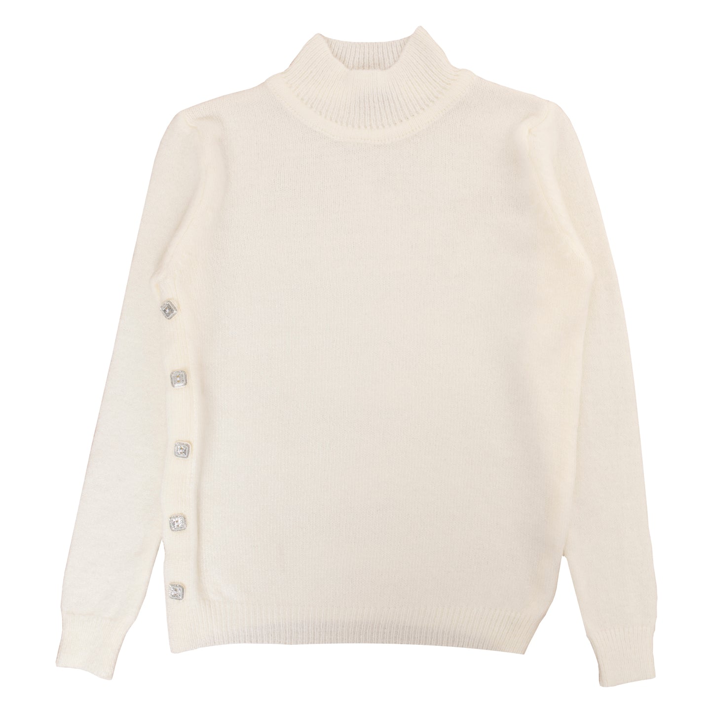 Button Detailed Half Turtleneck Sweater