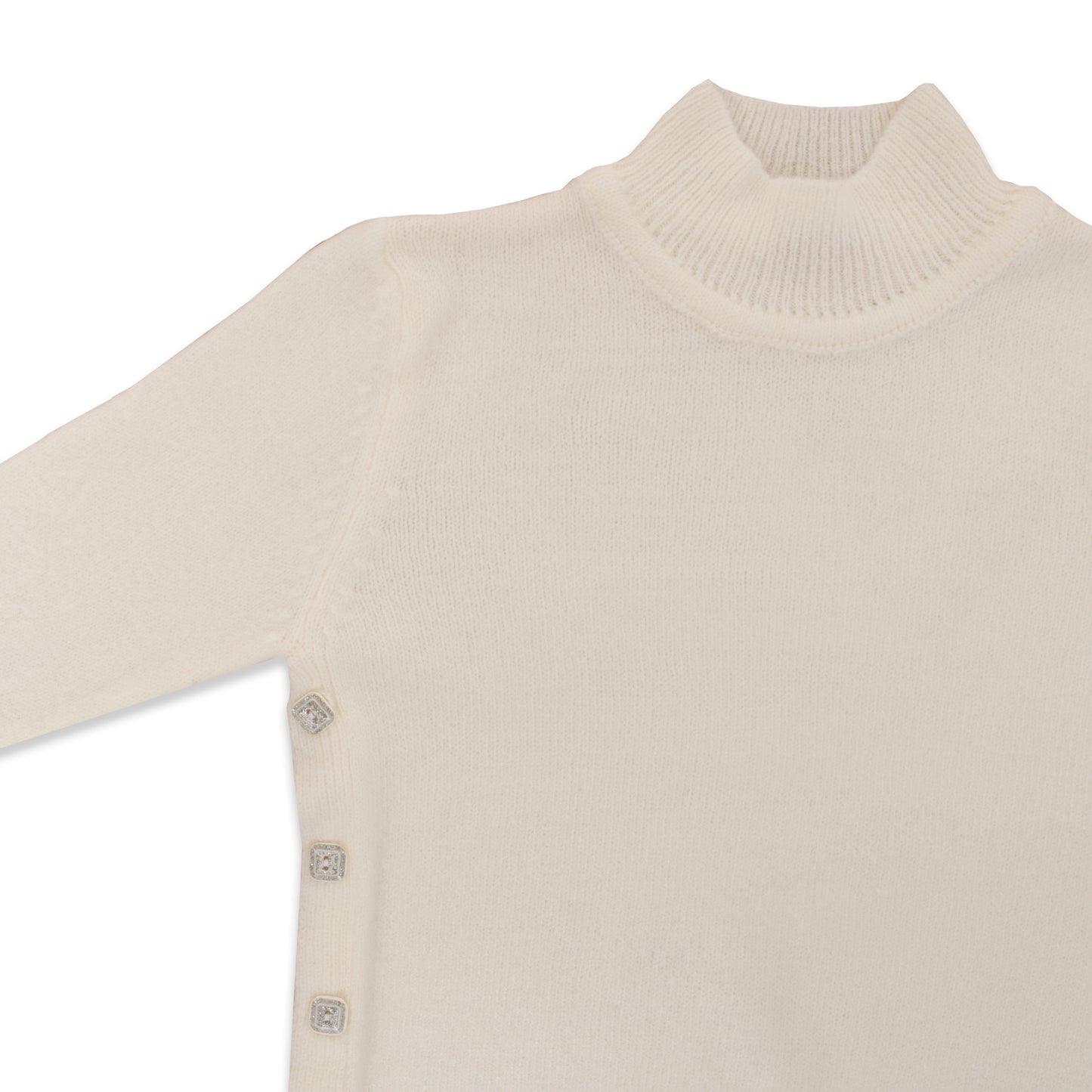 Button Detailed Half Turtleneck Sweater