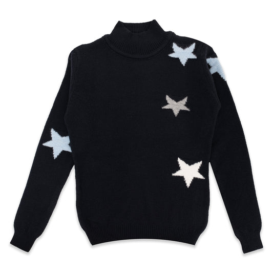 Star Pattern Half Turtleneck Knitted Sweater