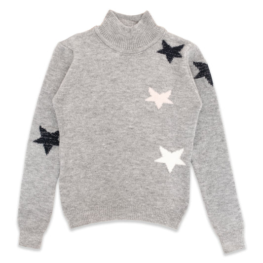 Star Pattern Half Turtleneck Knitted Sweater